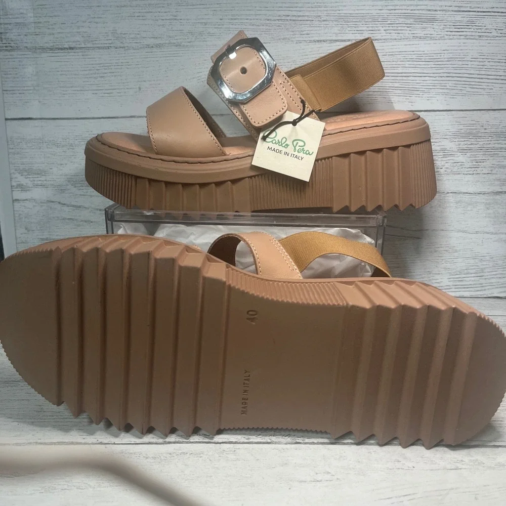 Carlos Pera Tan Platform‎ strappy sandals made In Italy 40/ 9US NEW